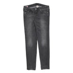 TRUE RELIGION Womens Slim Black Denim Jeans W31 L30 Roman Stitch Pocket Zip