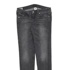 TRUE RELIGION Womens Slim Black Denim Jeans W31 L30 Roman Stitch Pocket Zip