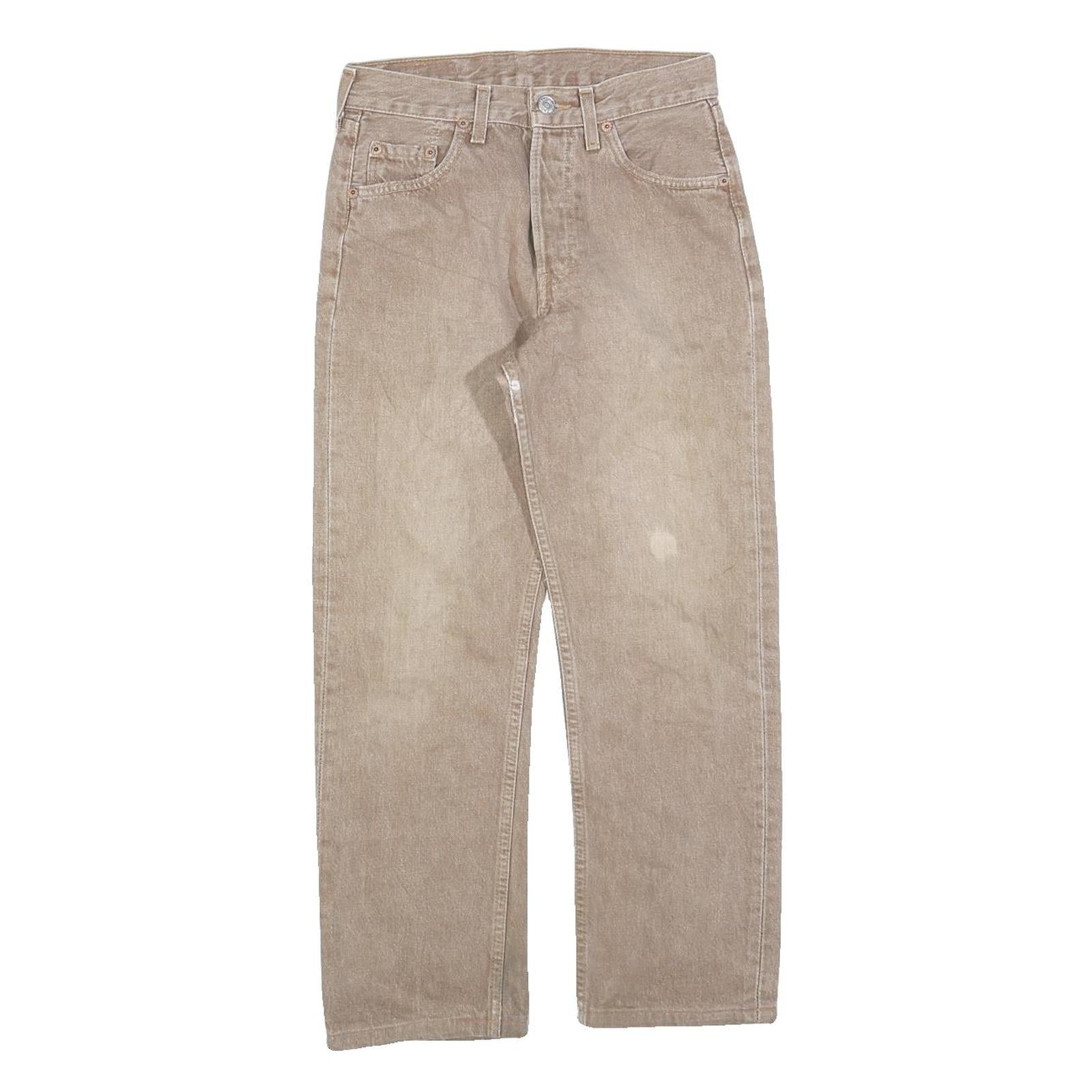 LEVI'S 501 Womens Jeans Beige Regular Straight Denim Medium W27 L25 Classic Fit