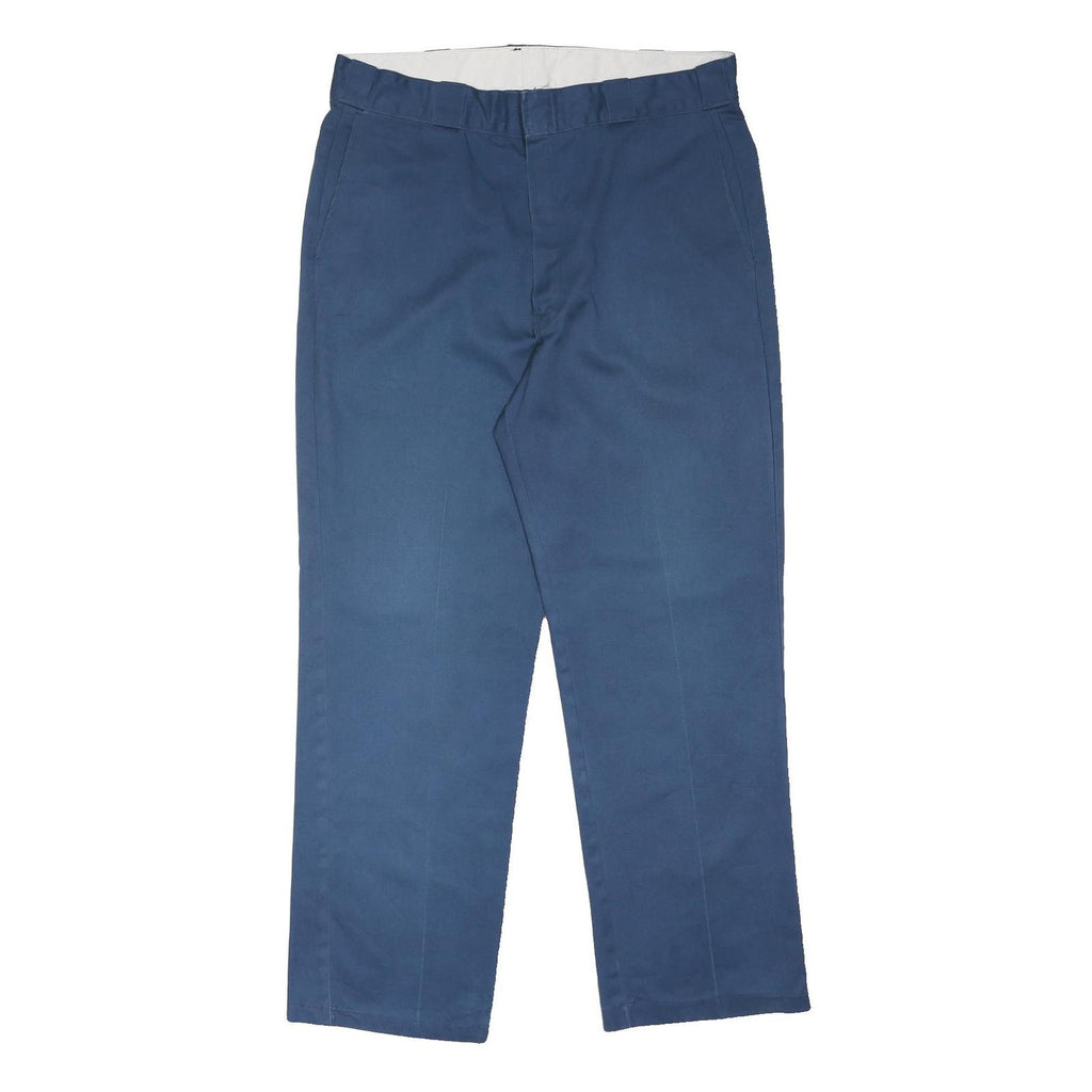 DICKIES Mens Polyester Blend Blue Regular Straight Trousers W36 L30 Workwear