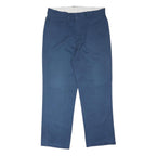 DICKIES Mens Polyester Blend Blue Regular Straight Trousers W36 L30 Workwear