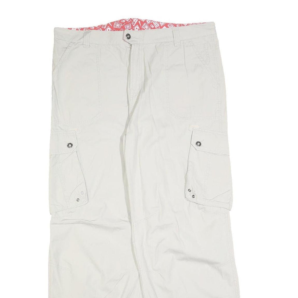 MAX DRIVE Womens Cotton Blend Beige Relaxed Wide-Leg Trousers W40 L32 Cargo