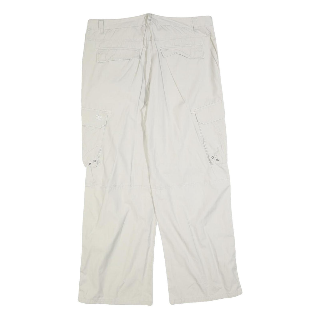 MAX DRIVE Womens Cotton Blend Beige Relaxed Wide-Leg Trousers W40 L32 Cargo