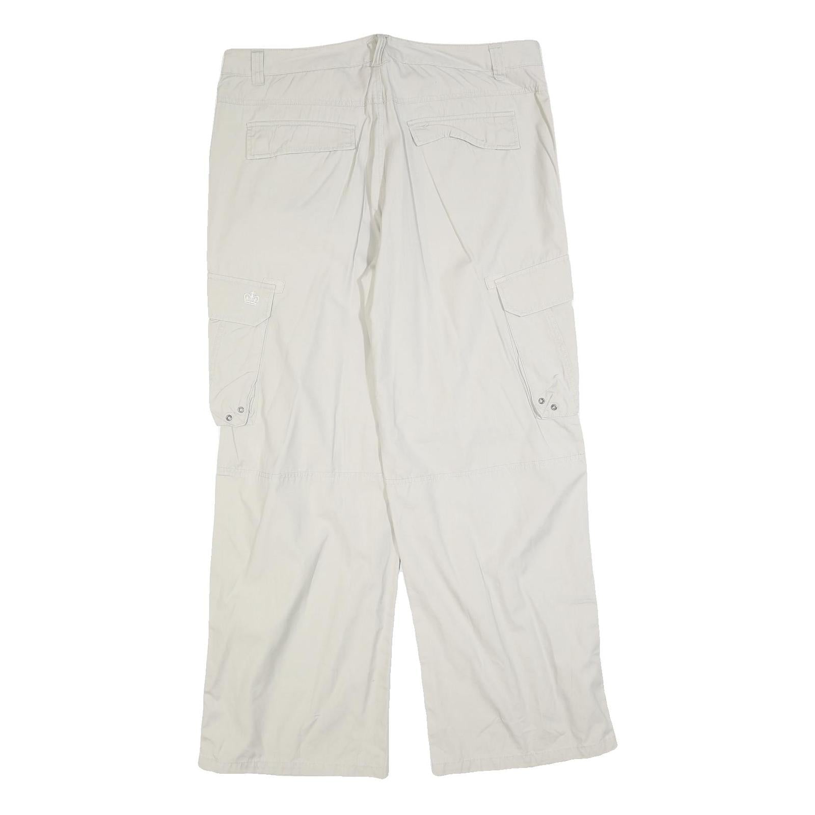 MAX DRIVE Womens Cotton Blend Beige Relaxed Wide-Leg Trousers W40 L32 Cargo