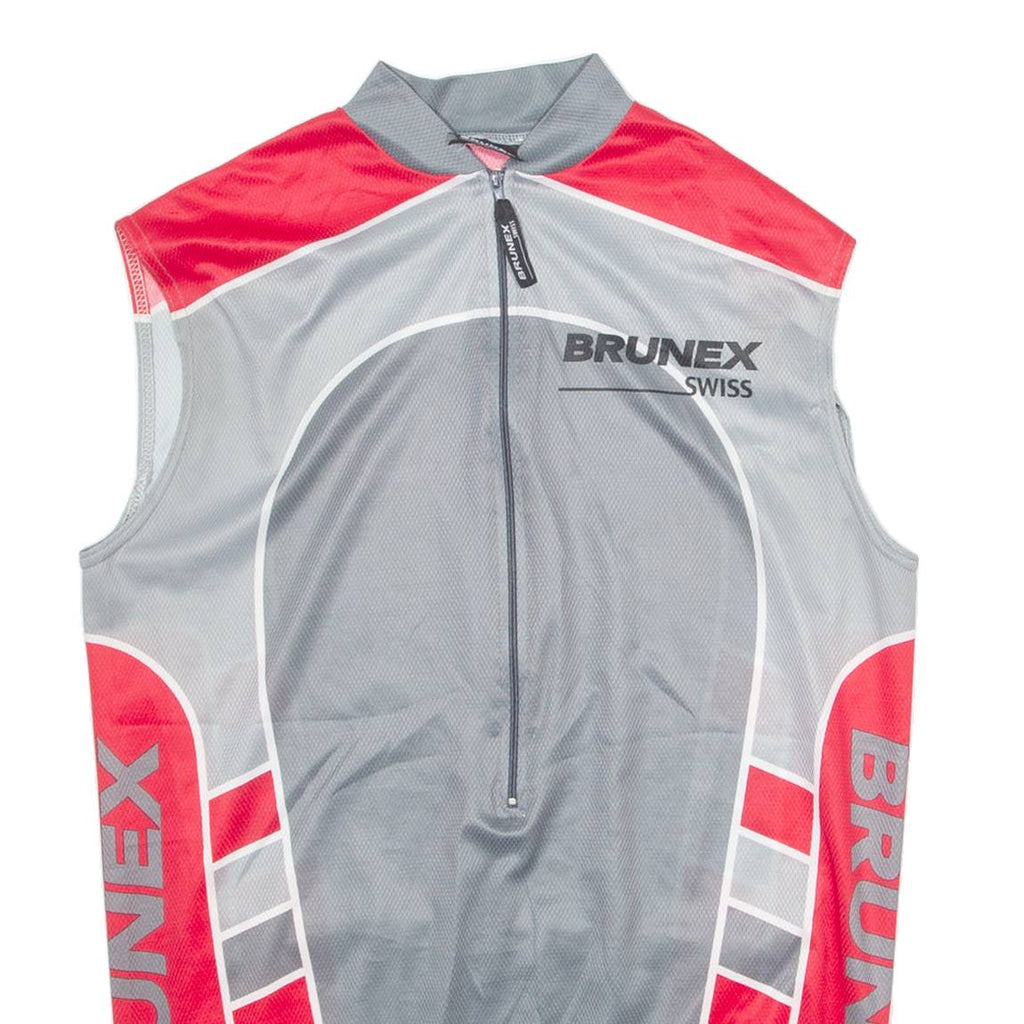 BRUNEX Cycling Mens Jersey Grey Sleeveless 1/2 Zip M