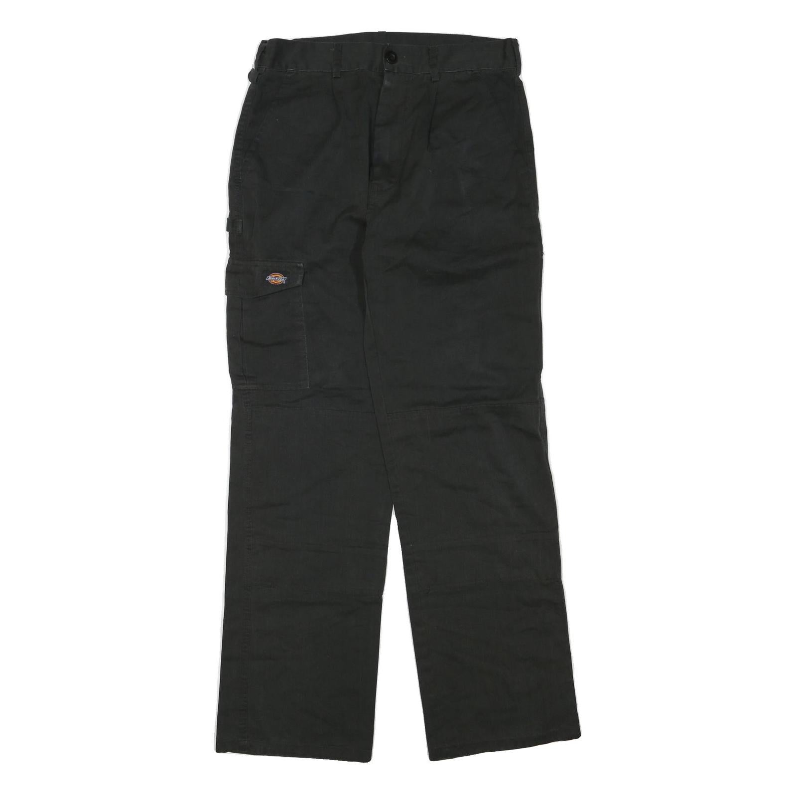 DICKIES Mens Regular Black Cotton Blend Zip Trousers W30 L30 Workwear Pants
