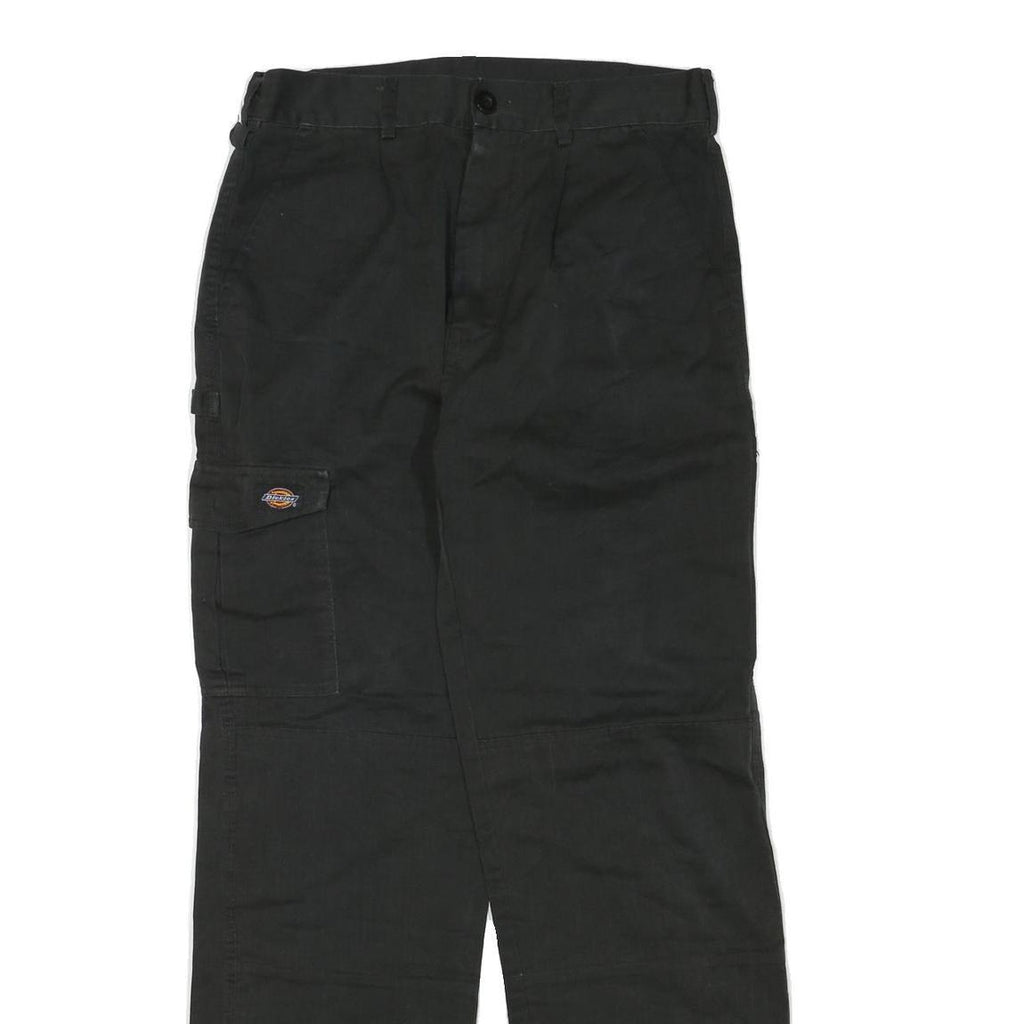 DICKIES Mens Regular Black Cotton Blend Zip Trousers W30 L30 Workwear Pants