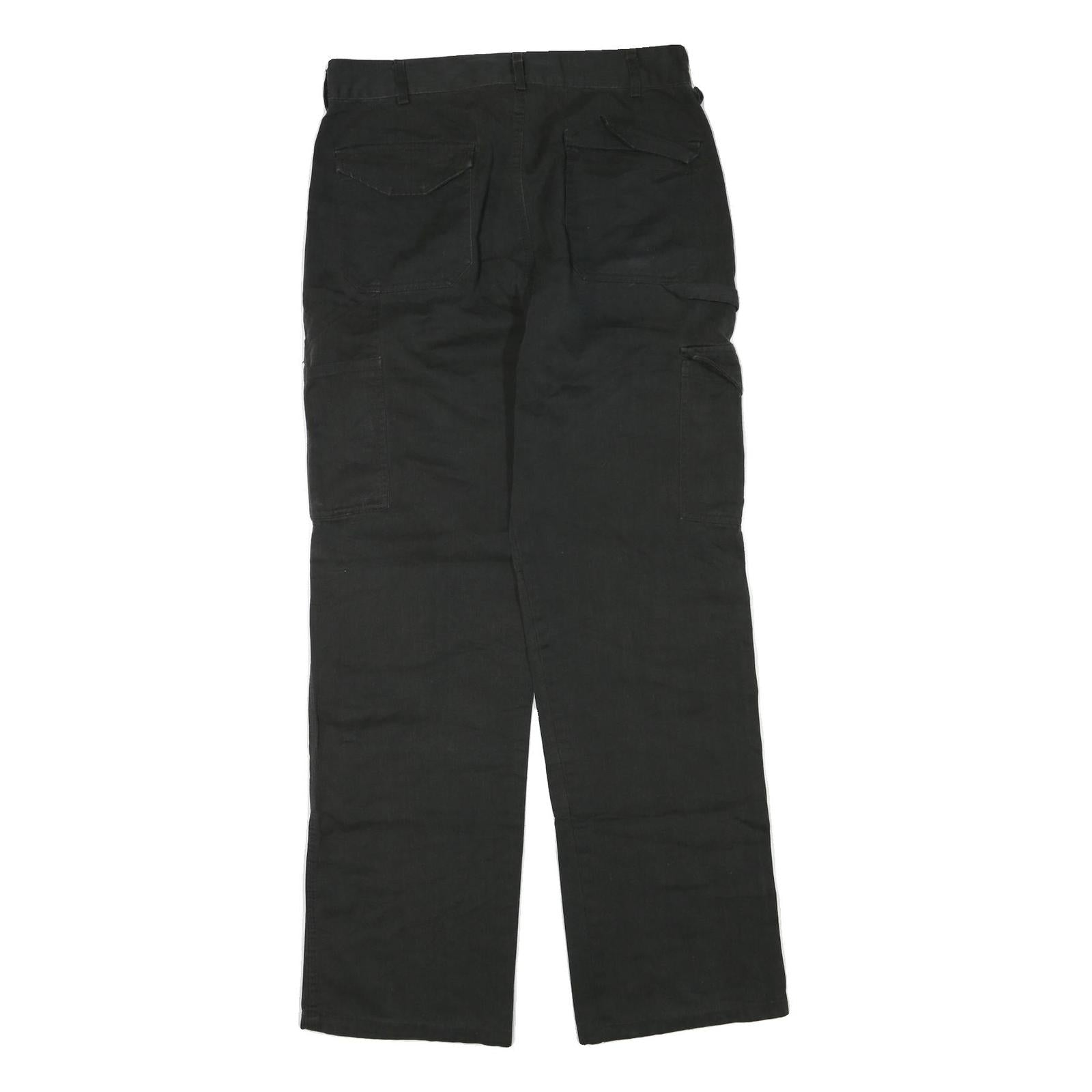 DICKIES Mens Regular Black Cotton Blend Zip Trousers W30 L30 Workwear Pants