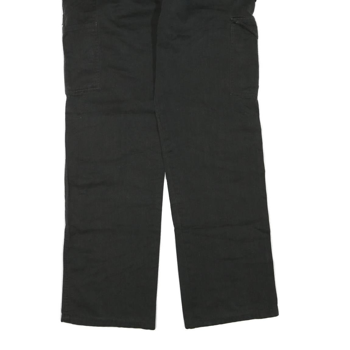 DICKIES Mens Regular Black Cotton Blend Zip Trousers W30 L30 Workwear Pants