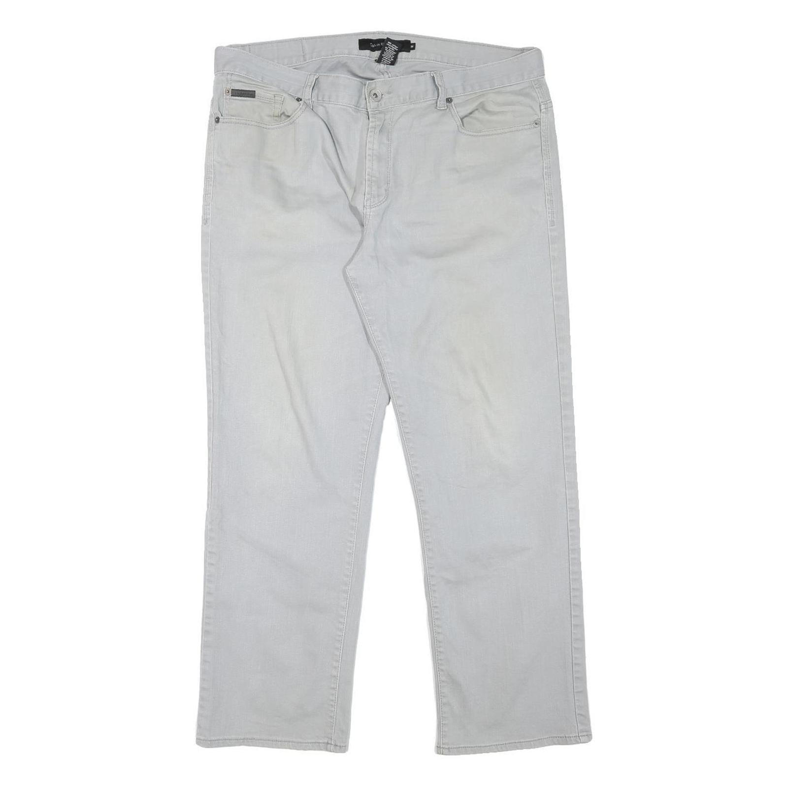 CALVIN KLEIN JEANS Mens Regular Fit Light Grey Denim Jeans W36 L29 Classic