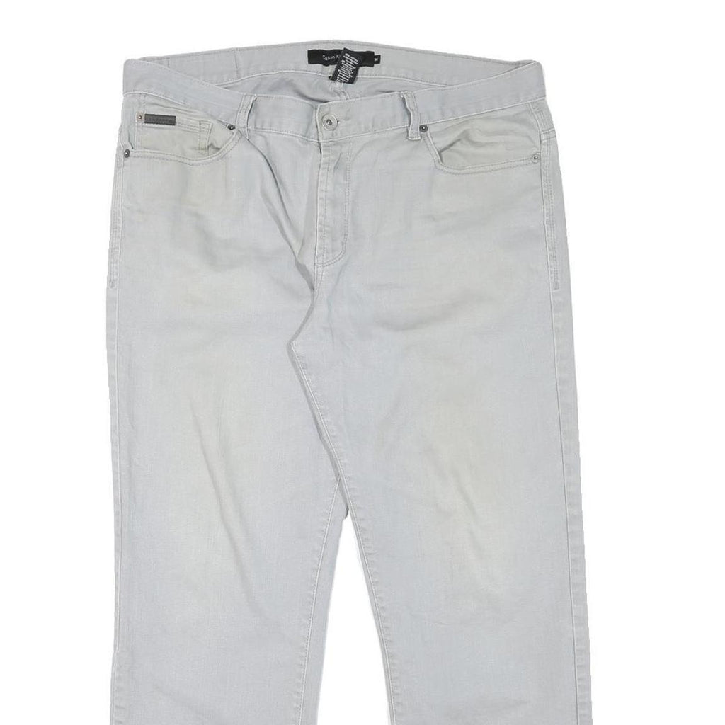 CALVIN KLEIN JEANS Mens Regular Fit Light Grey Denim Jeans W36 L29 Classic