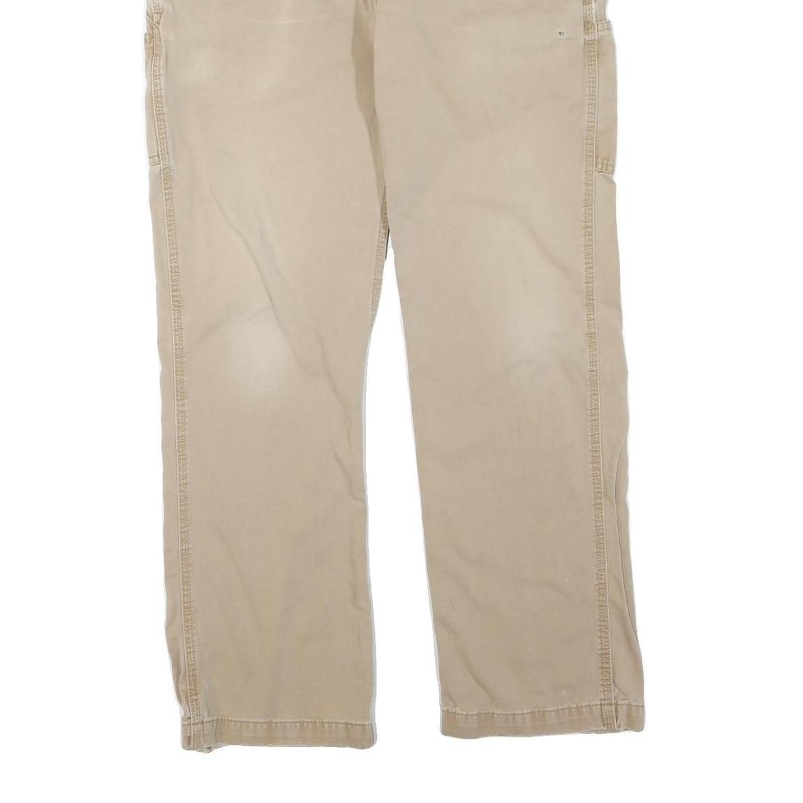 CARHARTT Mens Regular Beige Cotton Blend Zip Trousers W34 L32 Workwear Relaxed