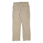 CARHARTT Mens Regular Beige Cotton Blend Zip Trousers W34 L32 Workwear Relaxed