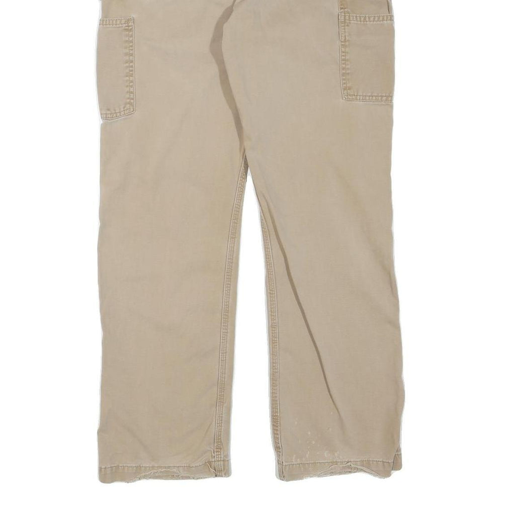 CARHARTT Mens Regular Beige Cotton Blend Zip Trousers W34 L32 Workwear Relaxed