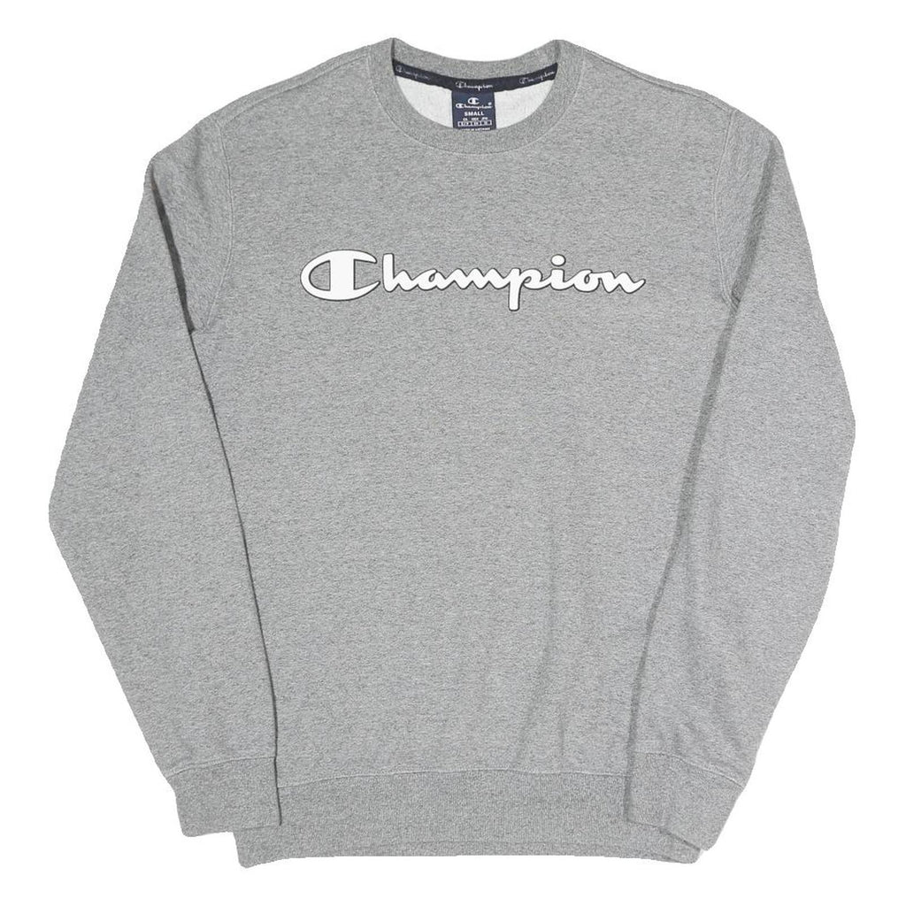 CHAMPION Mens Grey Crew Neck S Cotton Blend Logo Print Casual Sweatshirt