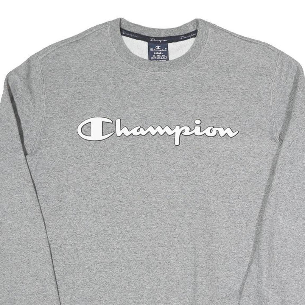 CHAMPION Mens Grey Crew Neck S Cotton Blend Logo Print Casual Sweatshirt