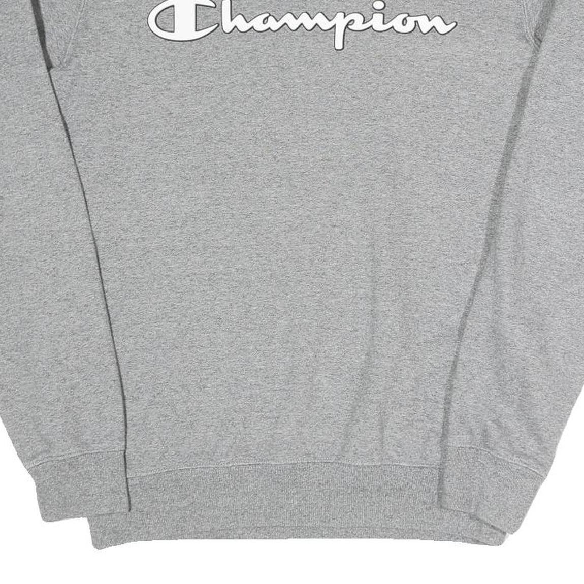 CHAMPION Mens Grey Crew Neck S Cotton Blend Logo Print Casual Sweatshirt
