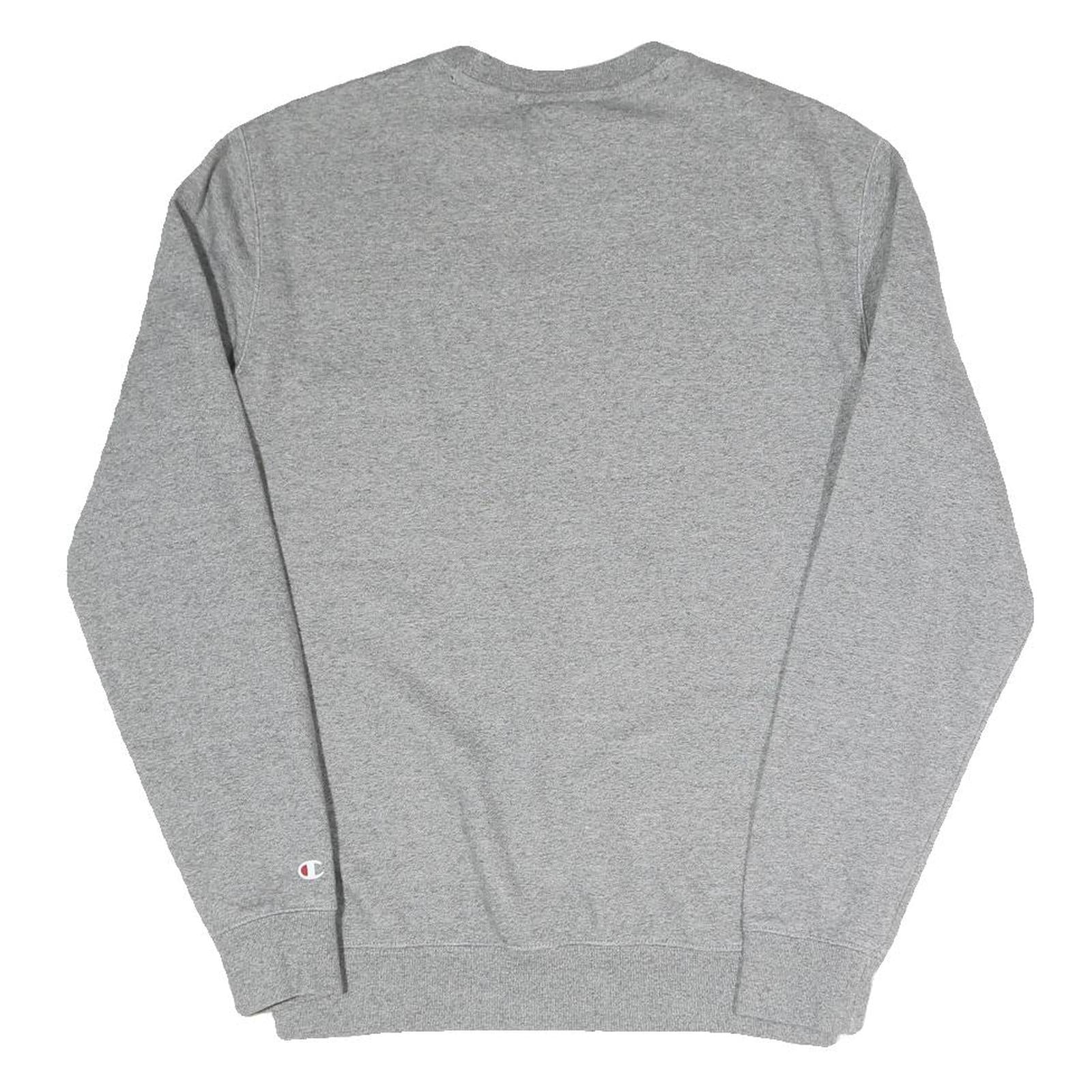 CHAMPION Mens Grey Crew Neck S Cotton Blend Logo Print Casual Sweatshirt