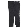DICKIES Mens Black Slim Straight Trousers W36 L32 Cotton Blend Workwear Zip