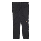 DICKIES Mens Black Slim Straight Trousers W36 L32 Cotton Blend Workwear Zip
