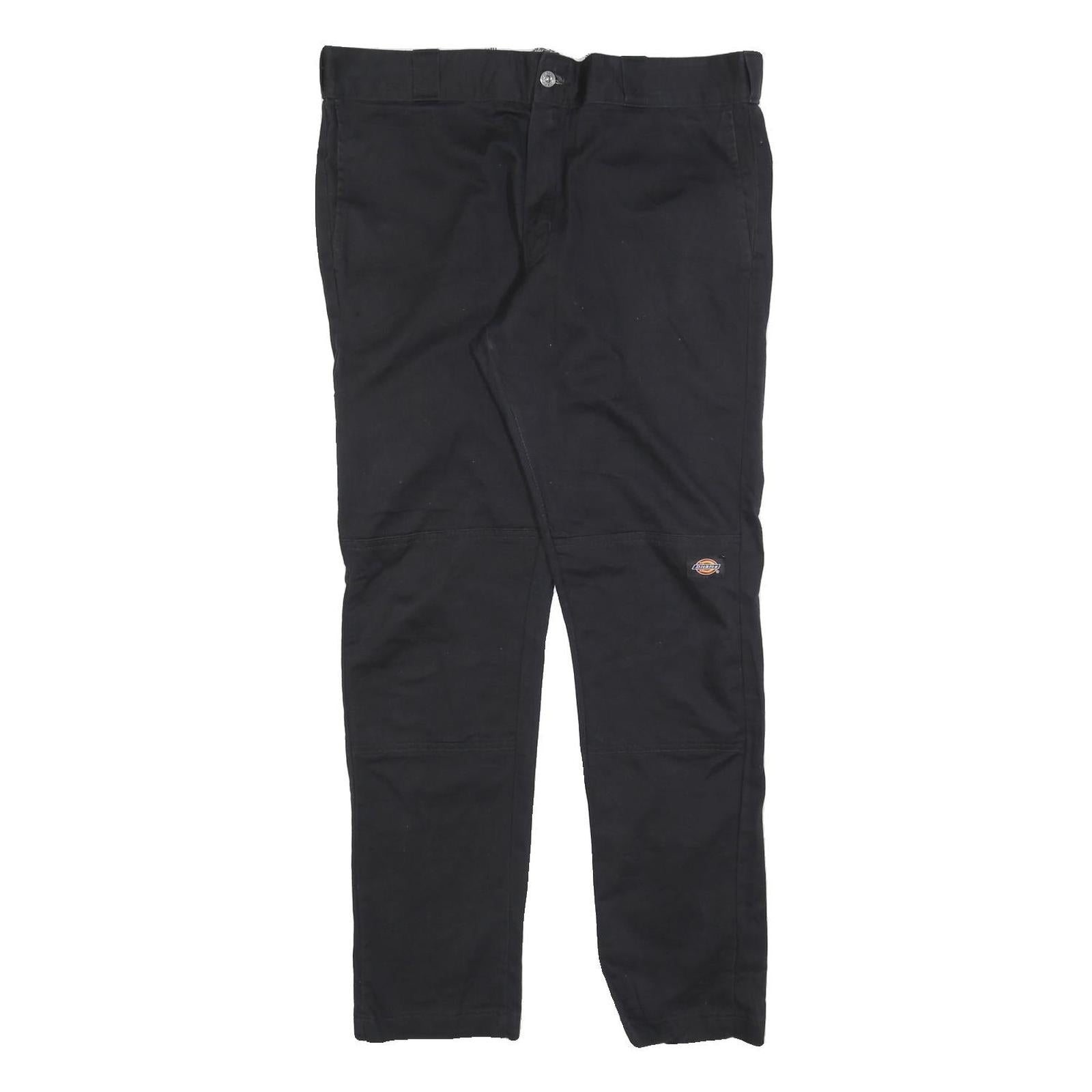 DICKIES Mens Black Slim Straight Trousers W36 L32 Cotton Blend Workwear Zip