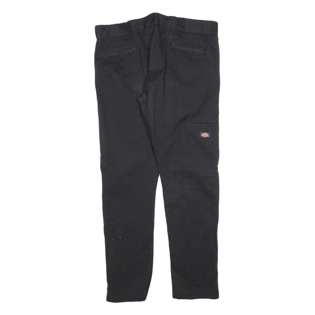 DICKIES Mens Black Slim Straight Trousers W36 L32 Cotton Blend Workwear Zip