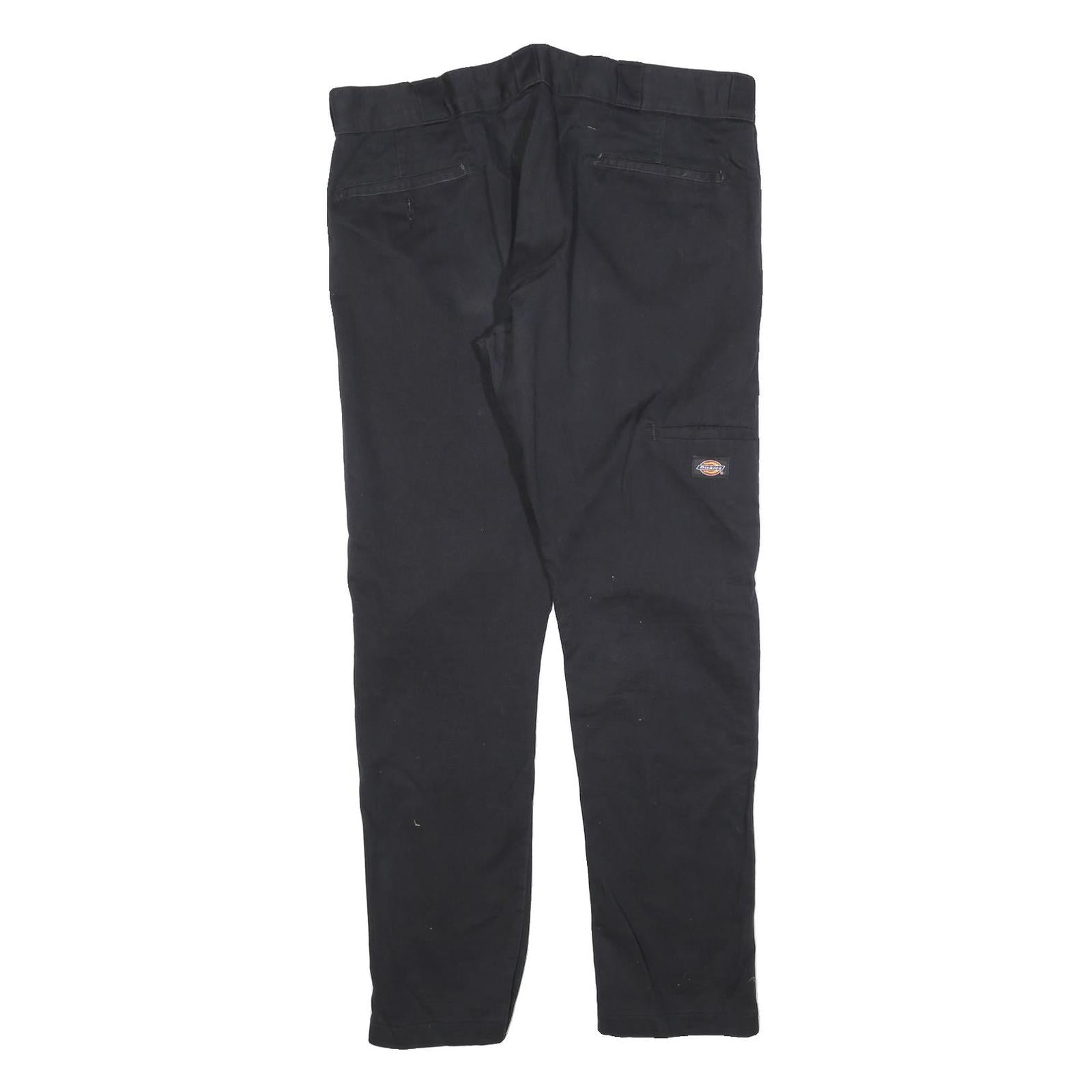 DICKIES Mens Black Slim Straight Trousers W36 L32 Cotton Blend Workwear Zip