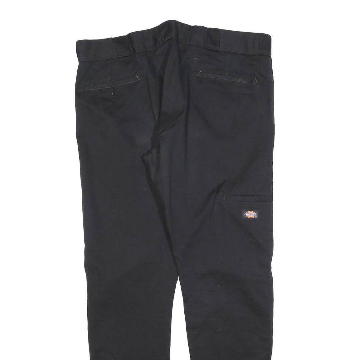 DICKIES Mens Black Slim Straight Trousers W36 L32 Cotton Blend Workwear Zip