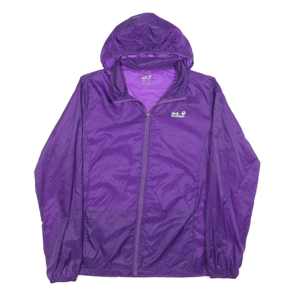 JACK WOLFSKIN Womens Purple Hooded Windbreaker Jacket XL Nylon Outdoor Zip