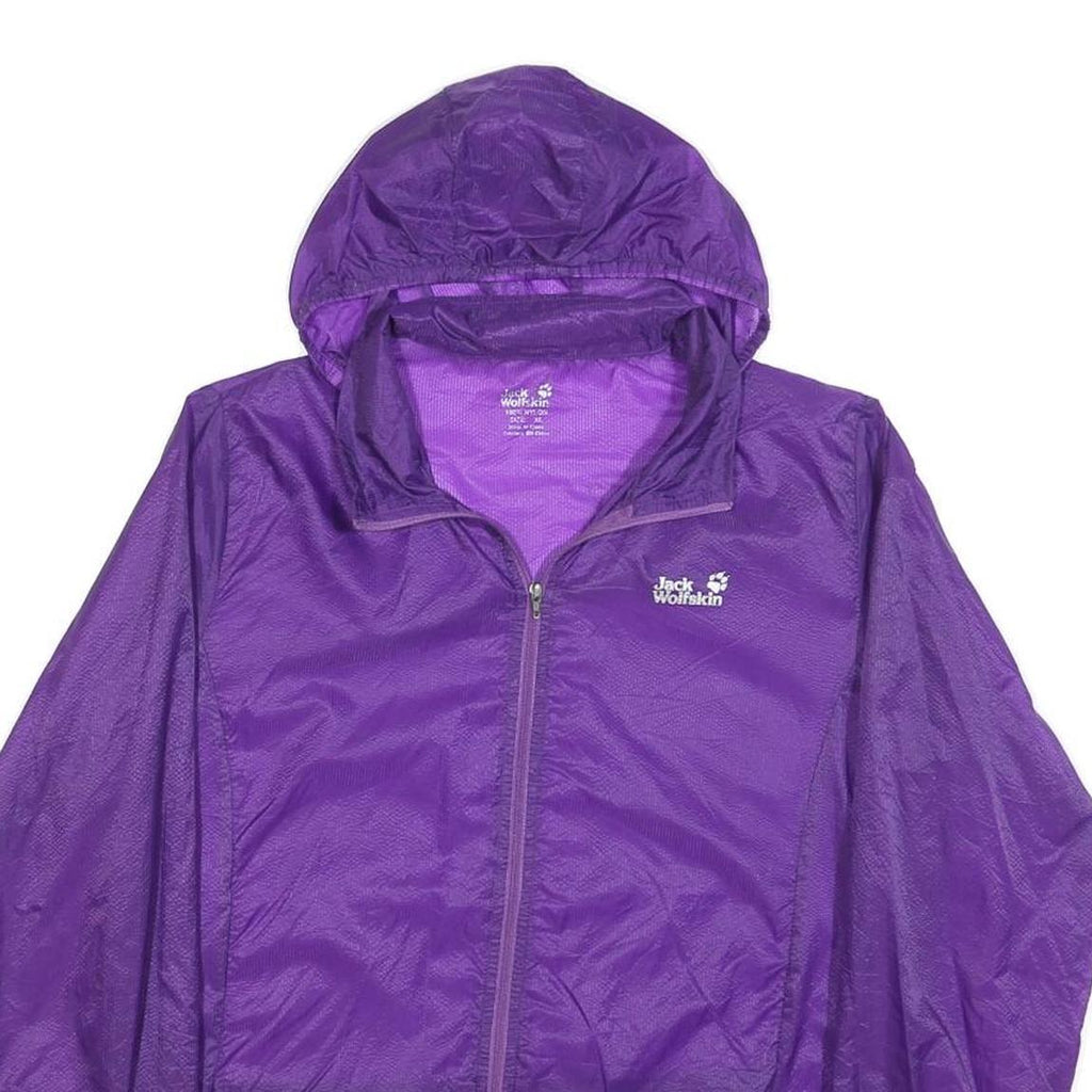 JACK WOLFSKIN Womens Purple Hooded Windbreaker Jacket XL Nylon Outdoor Zip