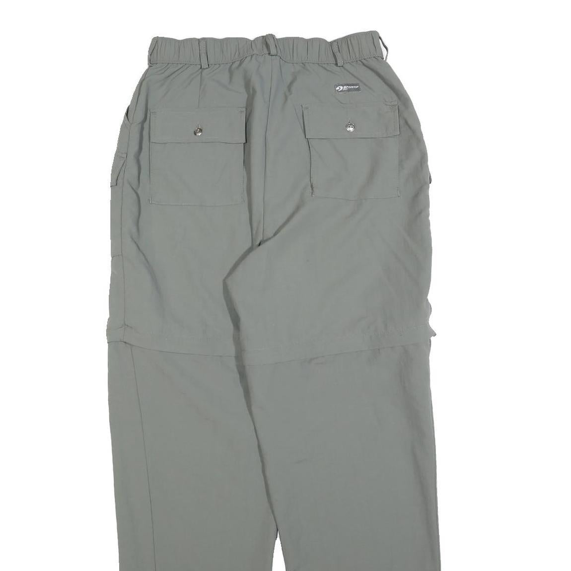 SPORTIF Womens Polyester Blend Grey Regular Straight Trousers W28 L29 Casual Zip