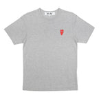 COMME DES GARCONS PLAY Mens Grey S Short Sleeve Crew Neck Heart Graphic T-Shirt