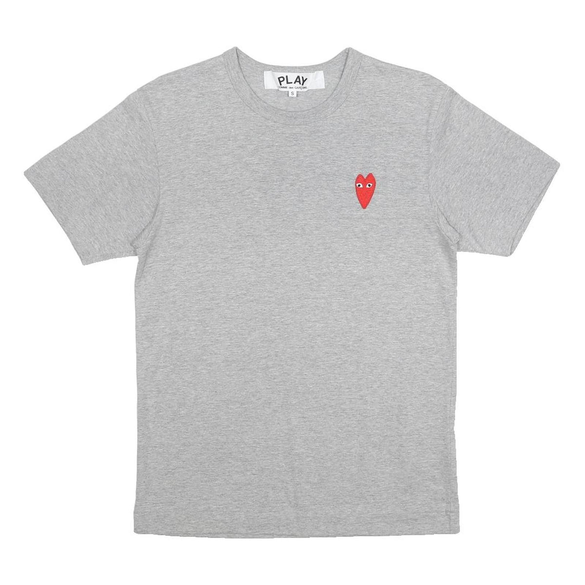 COMME DES GARCONS PLAY Mens Grey S Short Sleeve Crew Neck Heart Graphic T-Shirt
