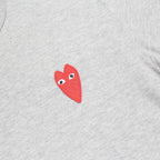 COMME DES GARCONS PLAY Mens Grey S Short Sleeve Crew Neck Heart Graphic T-Shirt
