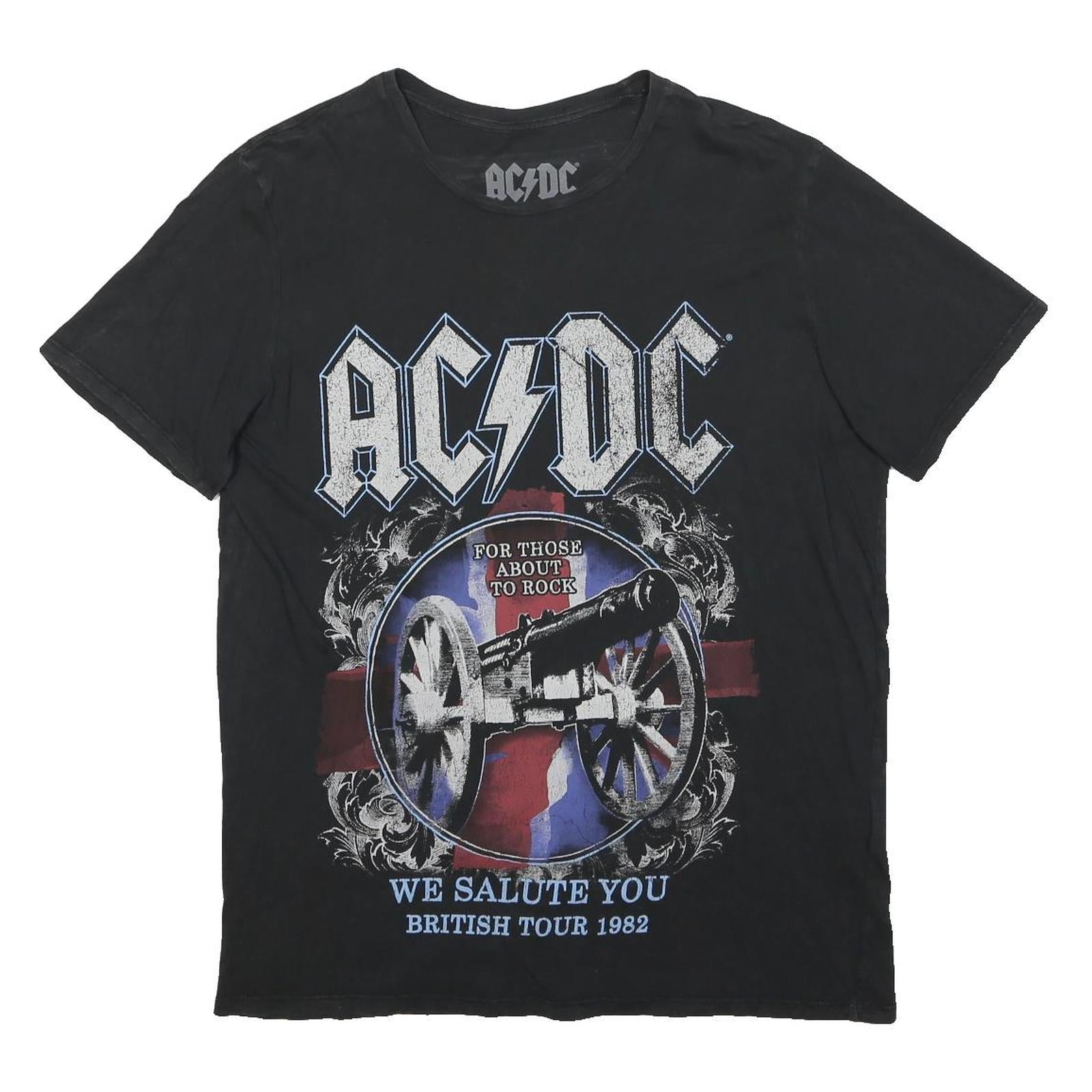 ACDC Womens Black Graphic T-Shirt L Short Sleeve Crew Neck Rock Band