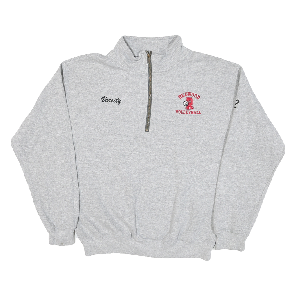 GILDAN Mens Grey Redwood Volleyball Varsity 1/4 Zip Sweatshirt M Casual Sports