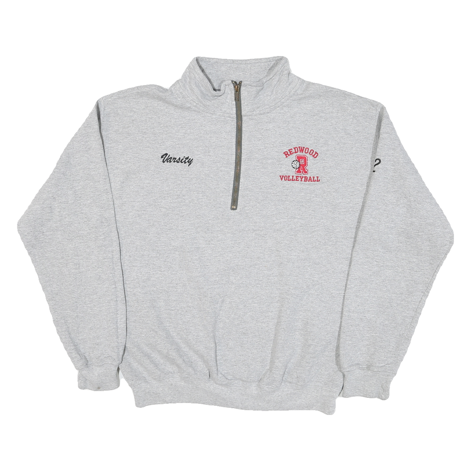 GILDAN Mens Grey Redwood Volleyball Varsity 1/4 Zip Sweatshirt M Casual Sports