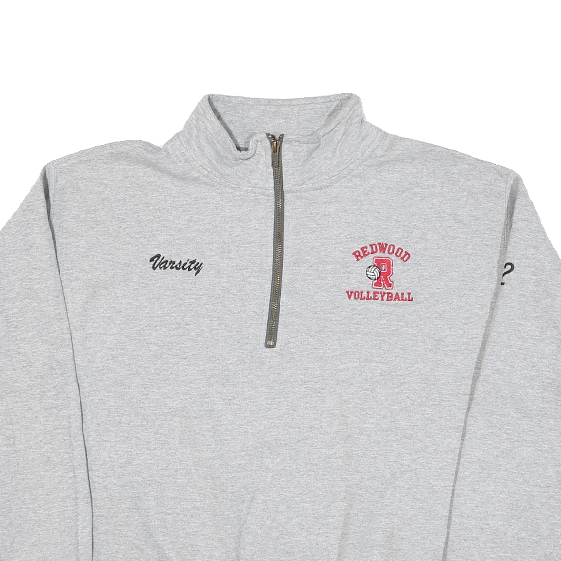 GILDAN Mens Grey Redwood Volleyball Varsity 1/4 Zip Sweatshirt M Casual Sports