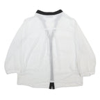 DKNY Womens White & Black Contrast Button Shirt Long Sleeve V-Neck XL Stylish