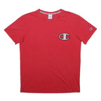 CHAMPION Mens Red Graphic T-Shirt XL Short Sleeve Crew Neck Logo Patch