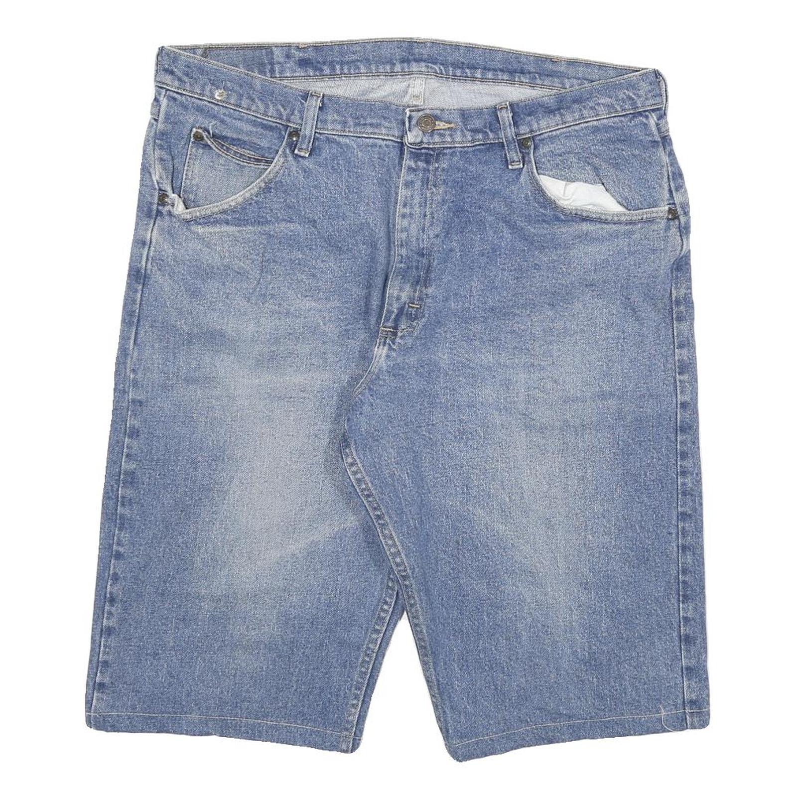 WRANGLER Mens Blue Denim Casual Shorts 2XL W36 Classic Fit Cotton Blend