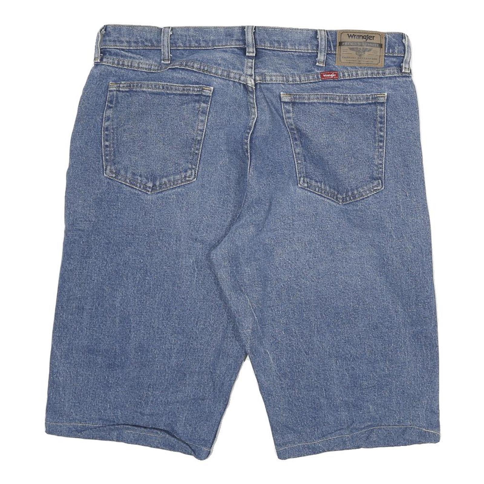 WRANGLER Mens Blue Denim Casual Shorts 2XL W36 Classic Fit Cotton Blend