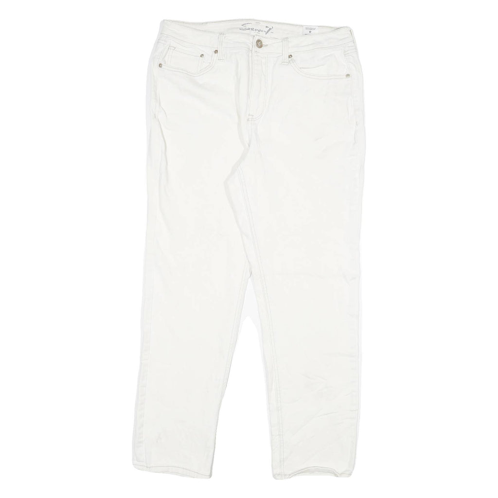 SEVEN7 Womens Regular White Cotton Blend Jeans W32 L28 Classic Fit Zip Closure
