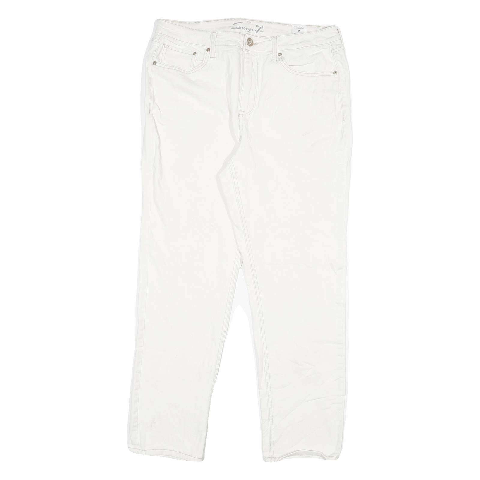 SEVEN7 Womens Regular White Cotton Blend Jeans W32 L28 Classic Fit Zip Closure