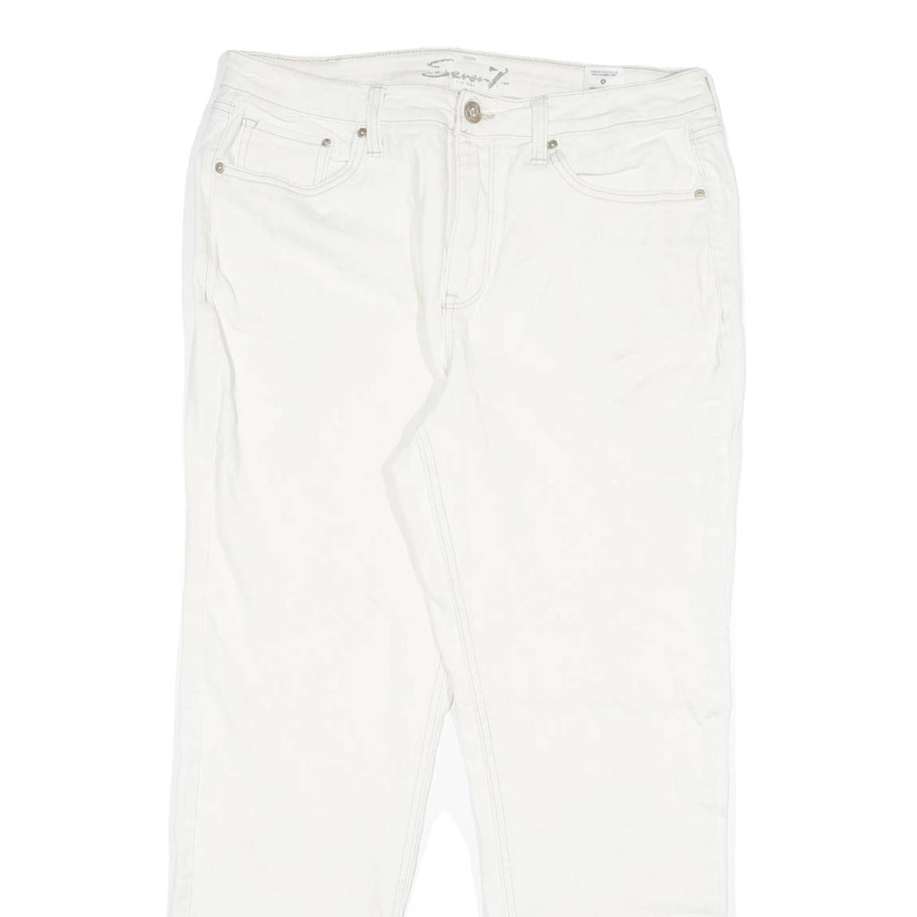 SEVEN7 Womens Regular White Cotton Blend Jeans W32 L28 Classic Fit Zip Closure