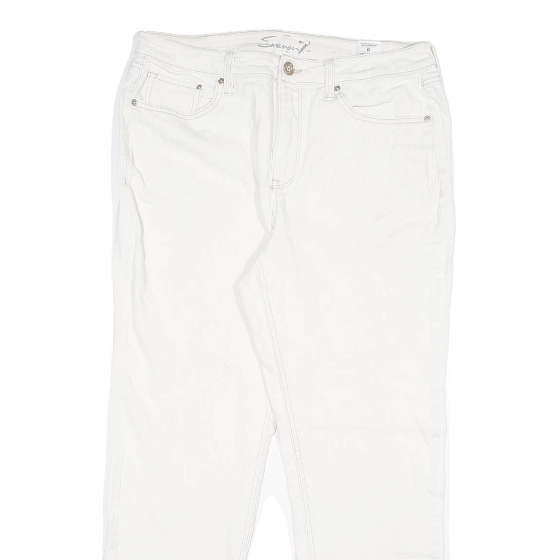 SEVEN7 Womens Regular White Cotton Blend Jeans W32 L28 Classic Fit Zip Closure