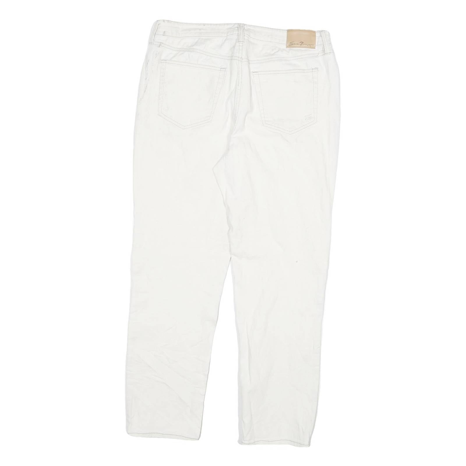 SEVEN7 Womens Regular White Cotton Blend Jeans W32 L28 Classic Fit Zip Closure