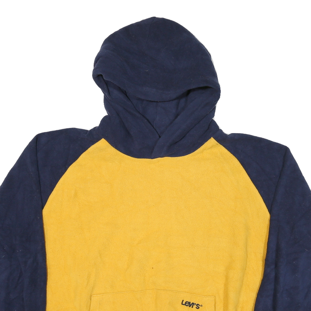 LEVI'S Mens Blue & Yellow Plain Hooded Pullover Basic Knit Jumper L Casual