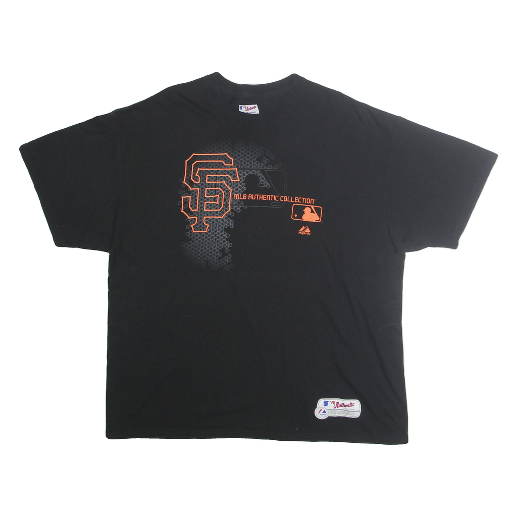 MAJESTIC Mens Black San Francisco Giants Graphic T-Shirt 2XL Short Sleeve Crew