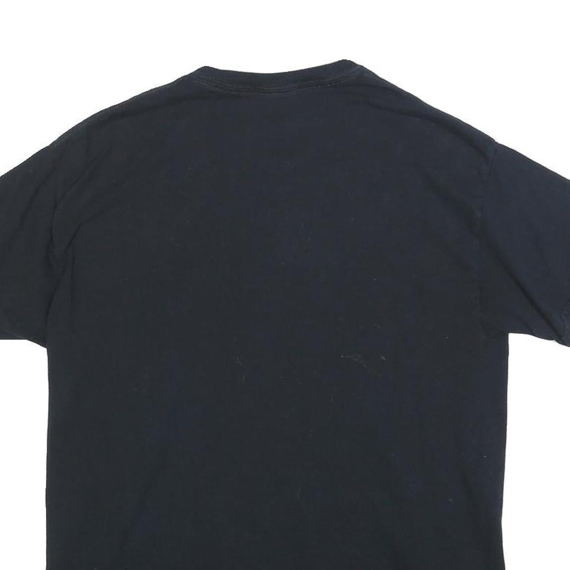 Mens Black Graphic T-Shirt S Short Sleeve Crew Neck Skull Wolf Print